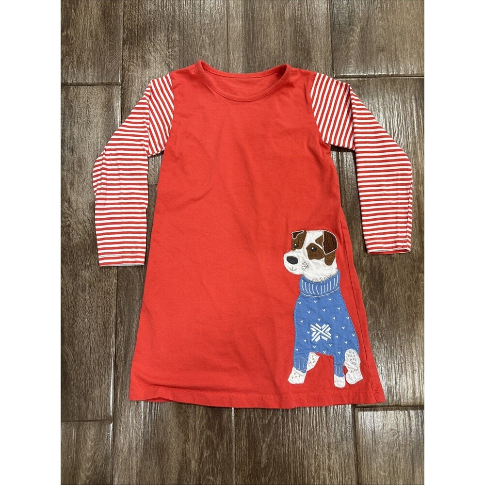 Girls Size 6 Long Sleeve Dress with Dog‎ 100 Cotton Terrier Dog Puppy Cute EUC